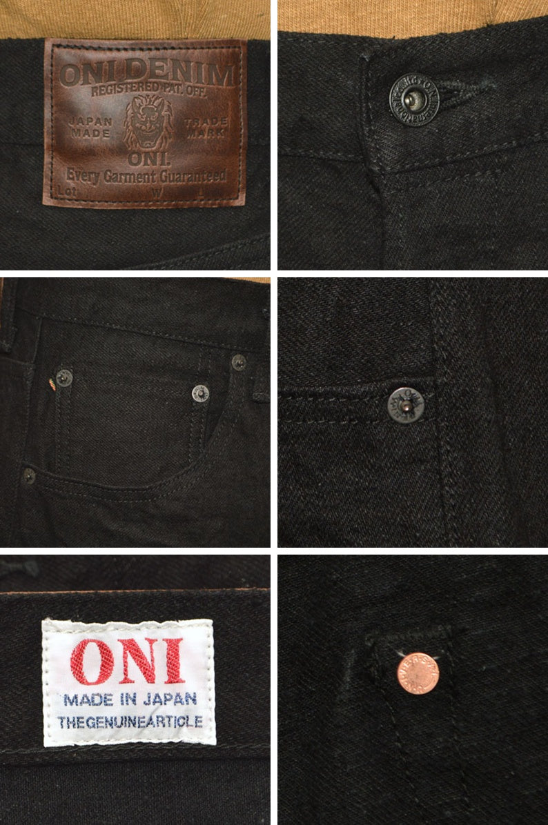 ONI DENIM "902CCD-BKBK" 15oz Crushed Concrete Denim Black×Black High Rize Relax Tapered