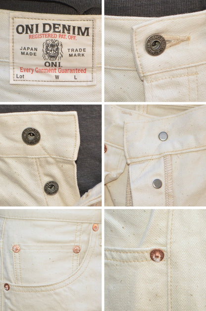 ONI DENIM "200-ECRU" 12.4oz OrganicCotton Selvedge Denim Wide Straight