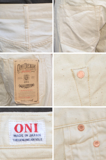 ONI DENIM "200-ECRU" 12.4oz OrganicCotton Selvedge Denim Wide Straight