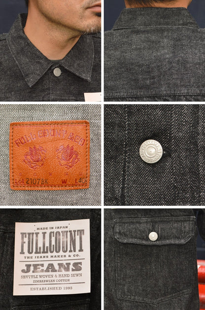 FULL COUNT "2107BK" 13.7oz Type 1 Black Denim Jacket