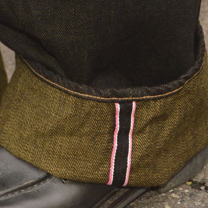 ONI DENIM "222 BKOL" 12oz Black × Olive Denim Super Wide Straight