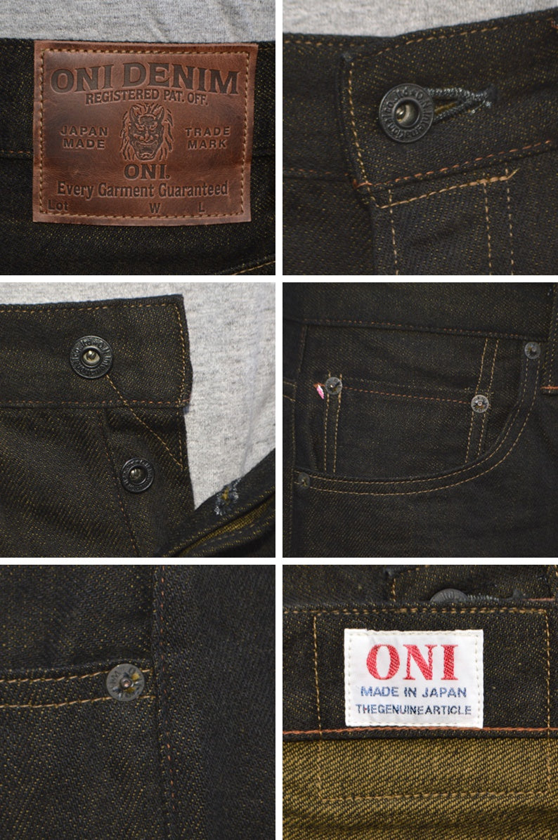 ONI DENIM "246 BKOL" 12oz Black × Olive Denim Neat Straight