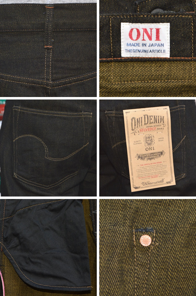 ONI DENIM "246 BKOL" 12oz Black × Olive Denim Neat Straight