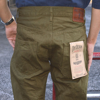 ONI DENIM、"271-OLOL"、12oz Selvedge Olive Denim Just Right Straight