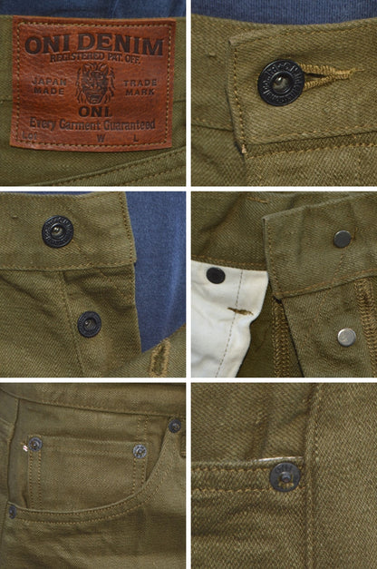 ONI DENIM、"271-OLOL"、12oz Selvedge Olive Denim Just Right Straight