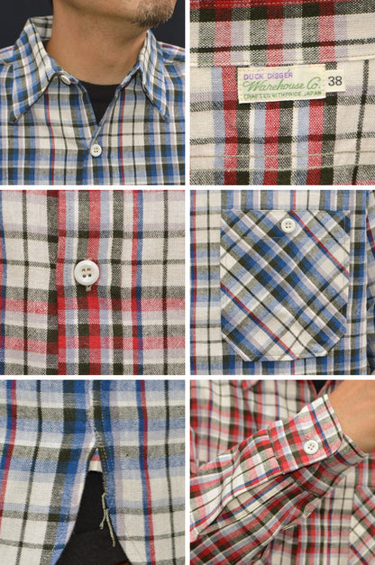 WAREHOUSE "3055 Type B" LONG SLEEVE CHECK WORK SHIRTS