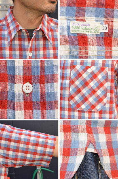 WAREHOUSE "3056 Type A" SHORT SLEEVE CHECK WORK SHIRTS