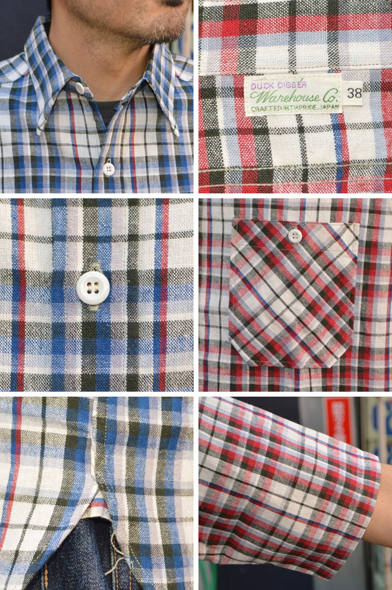 WAREHOUSE "3056 Type B" SHORT SLEEVE CHECK WORK SHIRTS