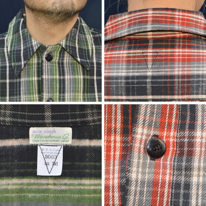 WAREHOUSE "3063" 1930’s WPA One Pocket Pullover Shirts(Flannel)