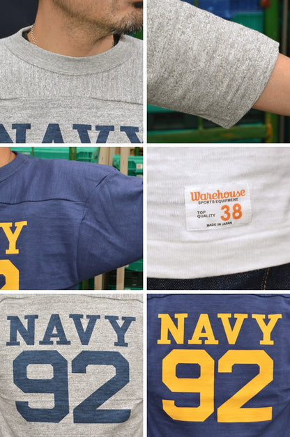 WARE HOUSE "4063 NAVY 92" 3/4 Sleeve Football T-shirt