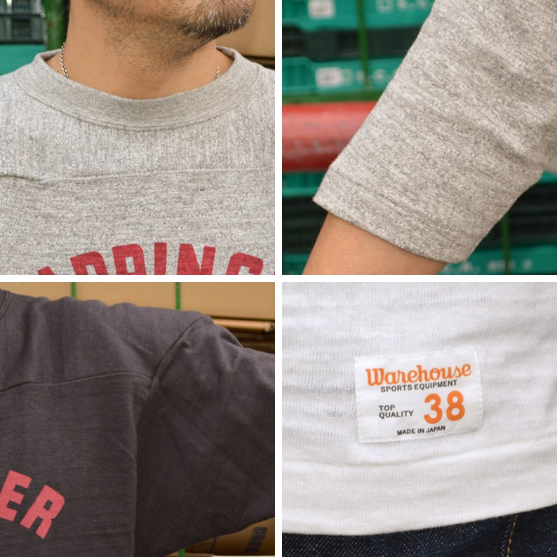 WARE HOUSE "4063 WAPPINGR" 3/4 Sleeve Football T-shirt