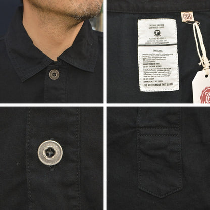 FULL COUNT "4097-1" US Army Black Black Denim Pullover Shirt