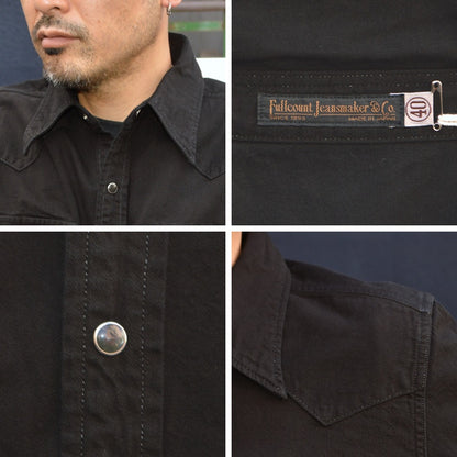 FULL COUNT "4894BKBK-26" Black Black Denim Western Shirt