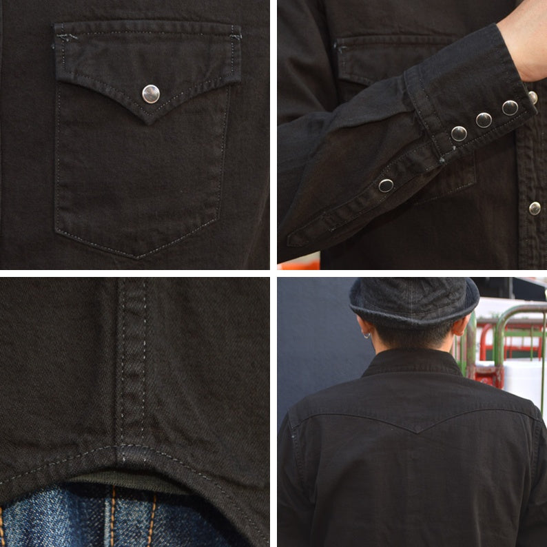 FULL COUNT "4894BKBK-26" Black Black Denim Western Shirt