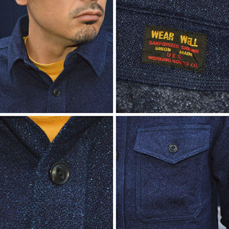 UES "502455" INDIGO AMUNZEN SHIRT "HEAVY FLANNEL SHIRT"