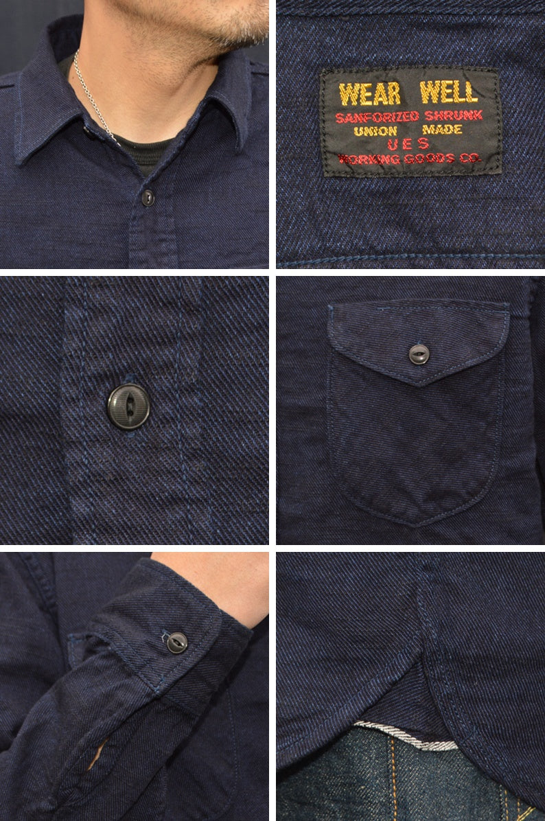 UES "502603" Indigo Cotton Viyella Shirt