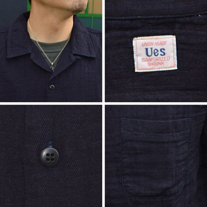 UES "552605-I" Herringbone Double Gauze Indigo S/S Shirt