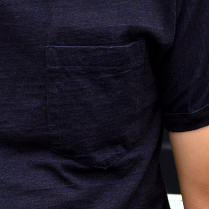 UES "652430" Indigo Crew Neck Pocket Tee