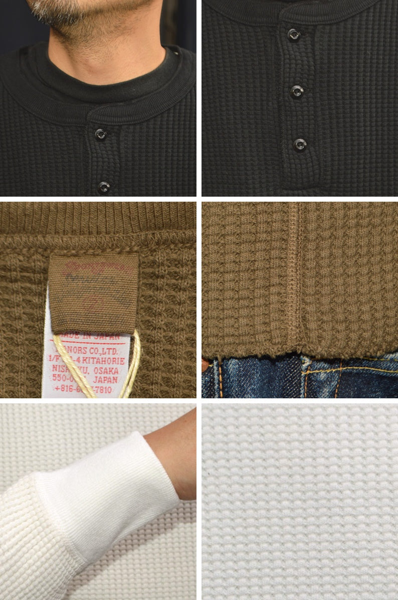 UES "66BW"Big Waffle Henley-Neck T-Shirt