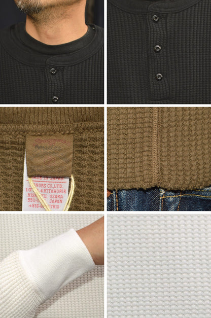 UES "66BW"Big Waffle Henley-Neck T-Shirt