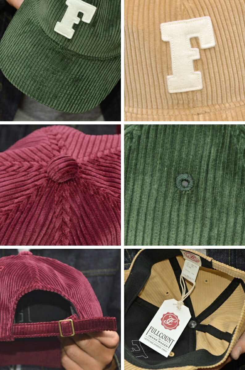 FULL COUNT ”6843-24A” 6Panel Corduroy Baseball 'F' Cap