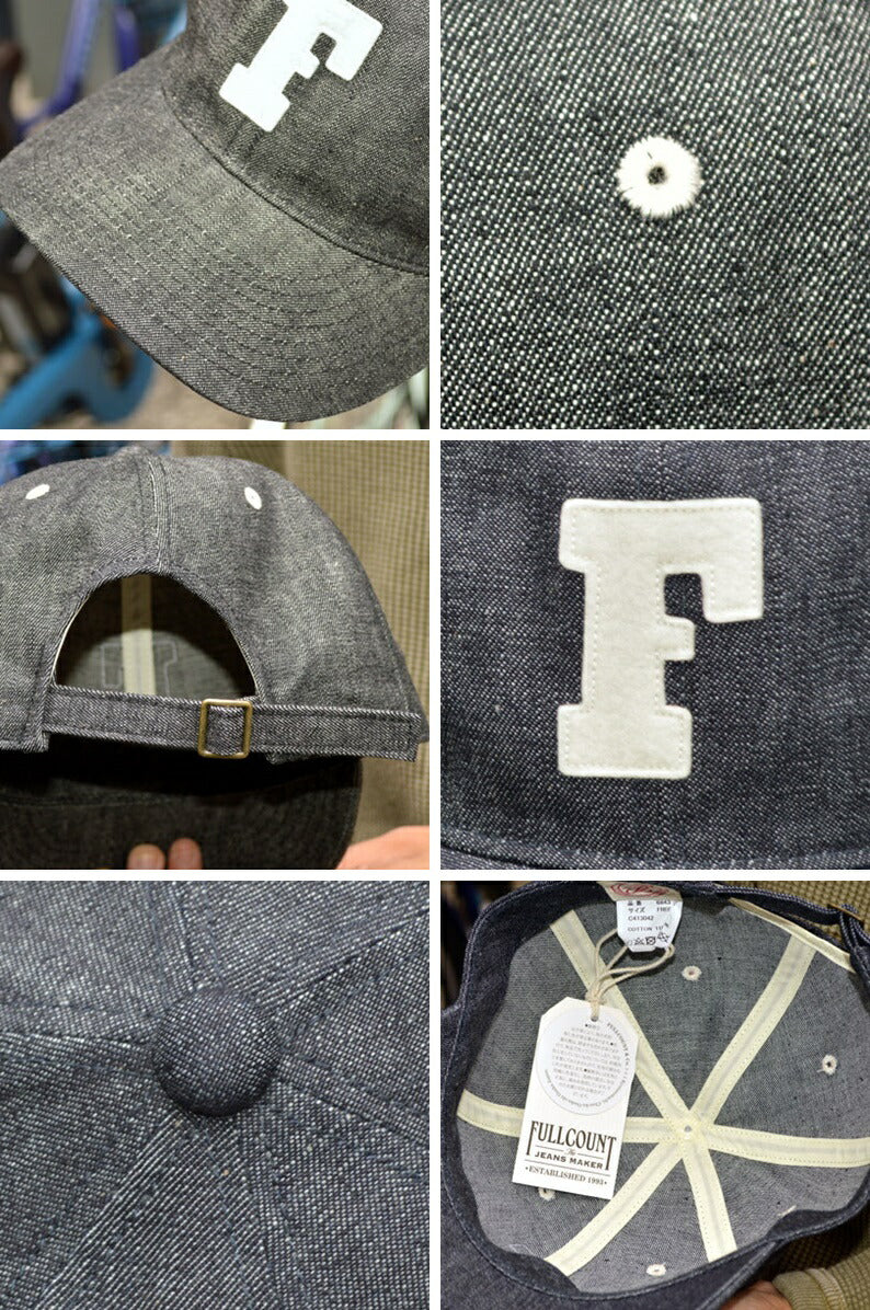 FULL COUNT ”6843” 6PANEL DENIM BASEBALL CAP