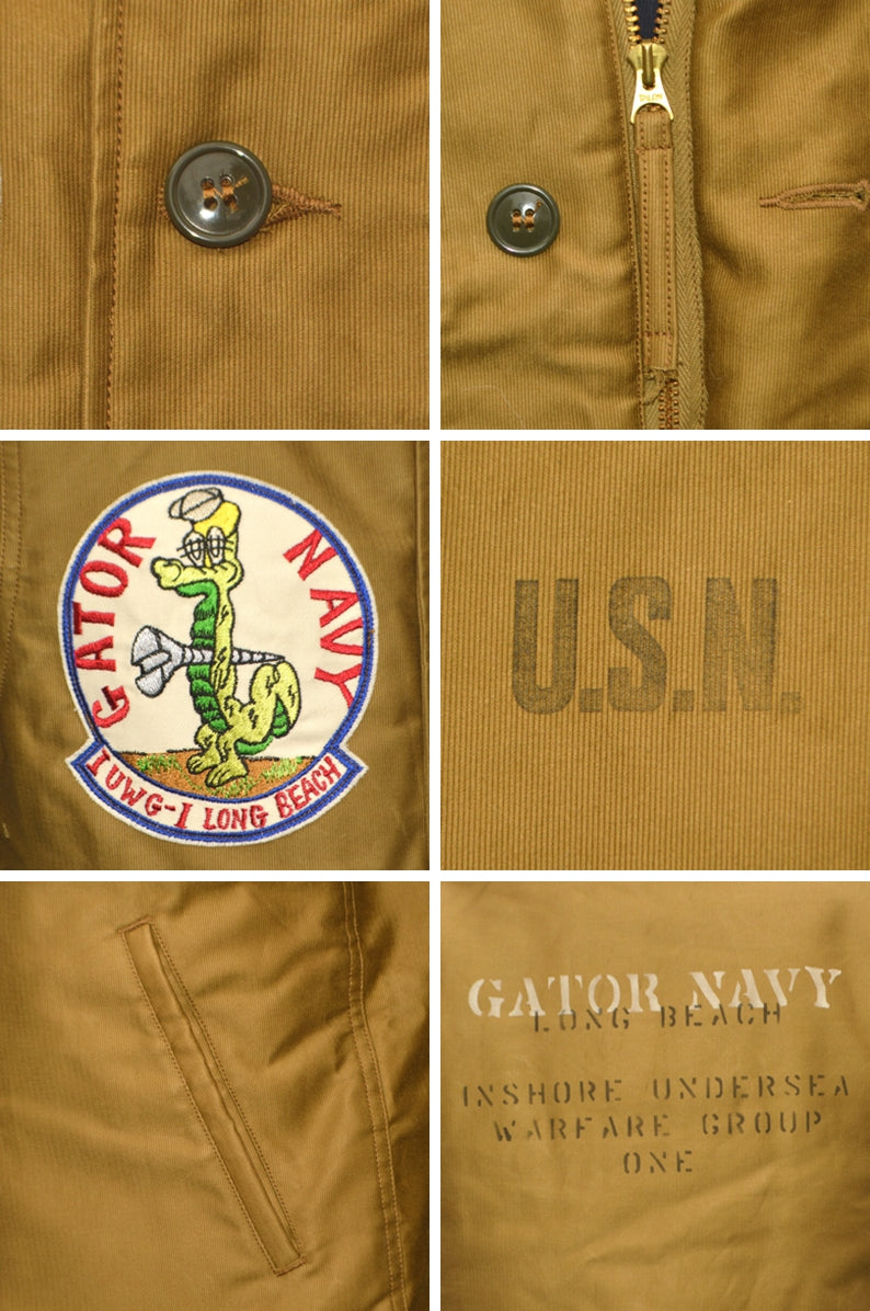 BUZZ RICKSON'S  "BR16014" N-1 KHAKI "NAVAL CLOTHING DEPOT DEMOTEX-ED" GATOR NAVY