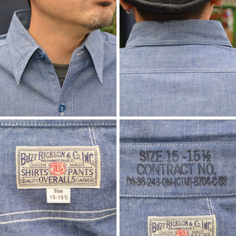 BUZZ RICKSON'S "BR25995" BLUE CHAMBRAY WORK SHIRT