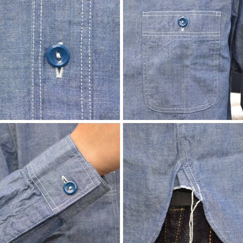 BUZZ RICKSON'S "BR25995" BLUE CHAMBRAY WORK SHIRT