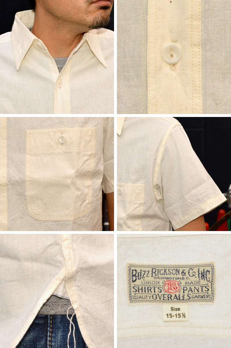 BUZZ RICKSON'S "BR35857" WHITE CHAMBRAY WORK SHIRT