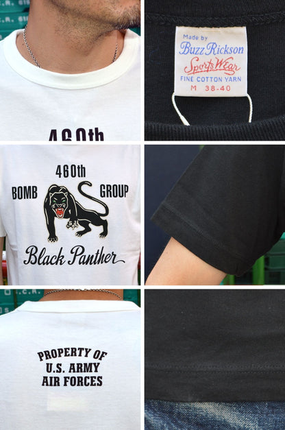 BUZZ RICKSON'S "BR79575" Government Issue T-shirt 460th Bomb. SQ. Black Panther
