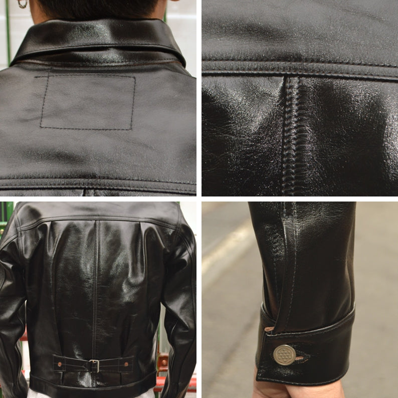 BUZZ RICKSON'S WILLIAM GIBSON COLLECTION "BR80691" BLACK LEATHER BLOUSE