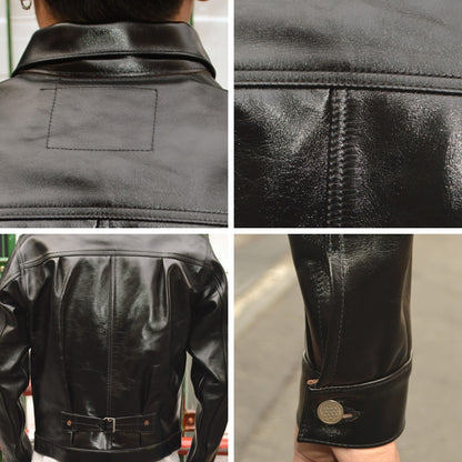 BUZZ RICKSON'S WILLIAM GIBSON COLLECTION "BR80691" BLACK LEATHER BLOUSE