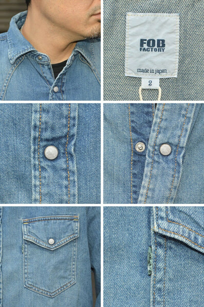 FOB FACTORY "F3506" DENIM WESTERN SHIRTS