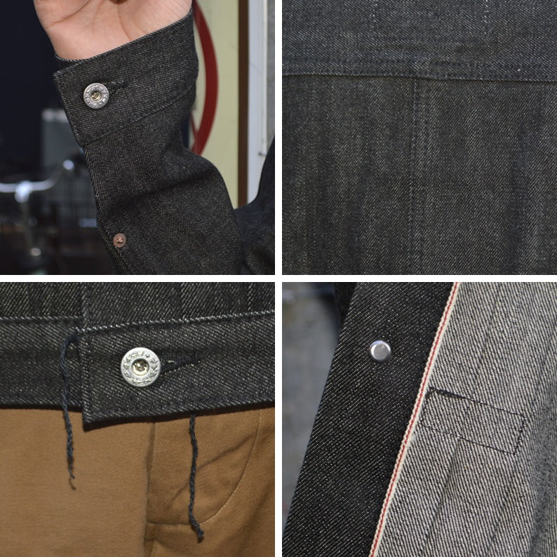 Ground-Alls SILVER STONE "G-S506-TBK Rigid" WW2 Model Black Denim Jacket