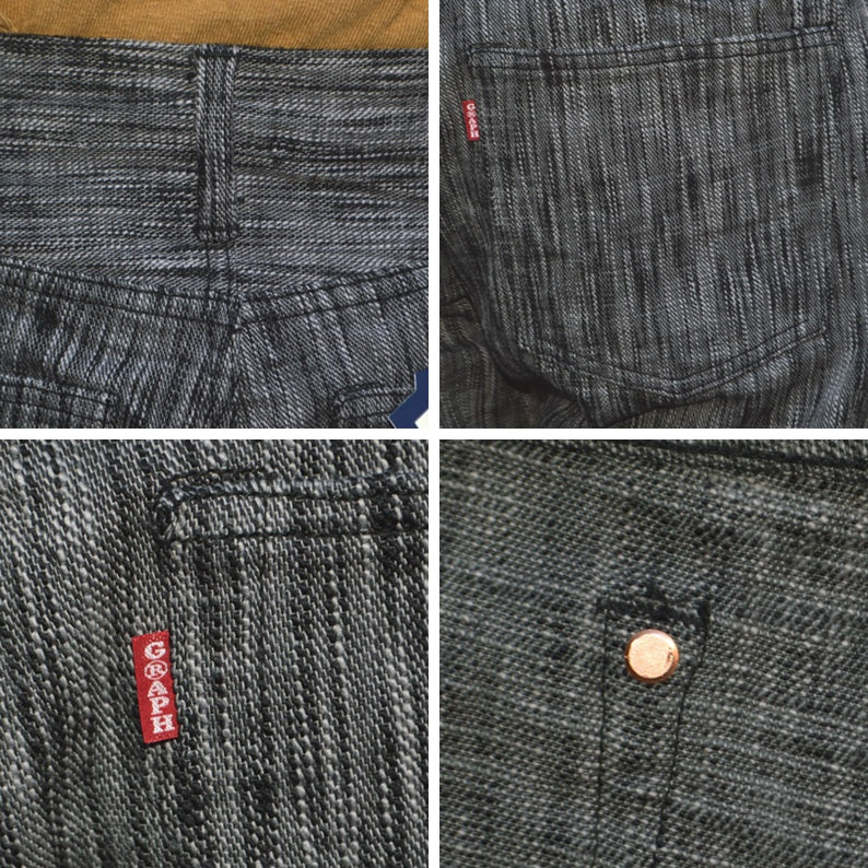 graphzero "GZ-15SLSTSK-BKGY" 15oz Skein dyeing(Kasezome) Slim Straight Jeans