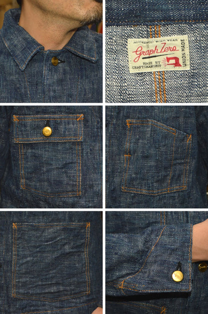 graphzero "GZ-KSCA-G.ID" 15oz Kasesome Coveralls (Hank Dyeing Coveralls)