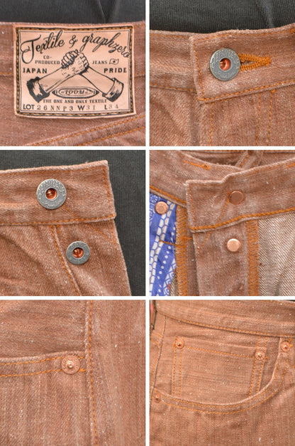 graphzero "GZ-NPST-KAKI" 13oz Naturally Dyed Nep Straight-Leg Jeans – Persimmon Tannin