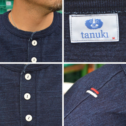 tanuki "HS281421" Indigo Henley Neck Heavy T-shirt"Heavy Shinkai"