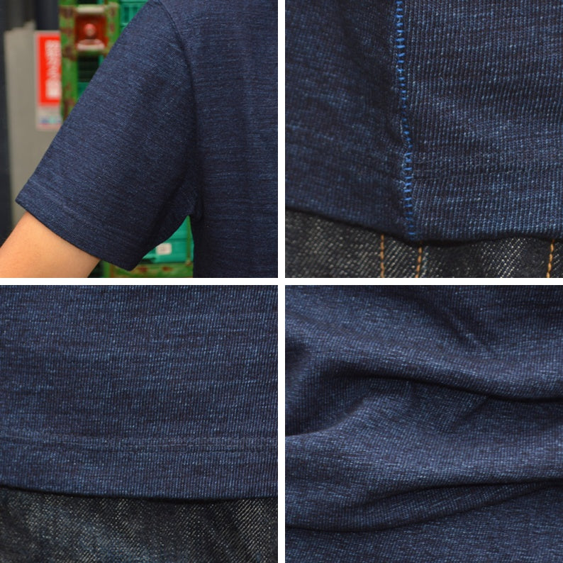 tanuki "HS281421" Indigo Henley Neck Heavy T-shirt"Heavy Shinkai"