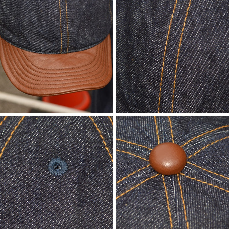 HIGHER ”HT25020” Selvedge Denim × Leather Brim Cap