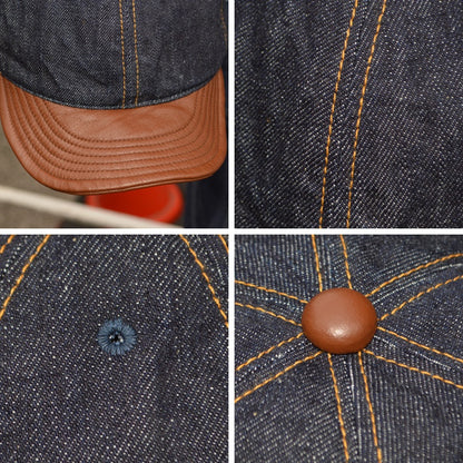 HIGHER ”HT25020” Selvedge Denim × Leather Brim Cap