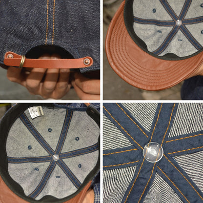 HIGHER ”HT25020” Selvedge Denim × Leather Brim Cap