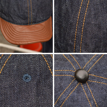 HIGHER ”HT25020C” Selvedge Denim × Leather Brim Cap