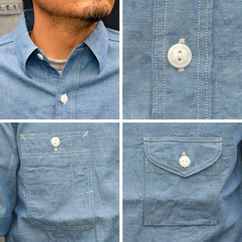 JELADO "JP94112" Smoker Shirt Indigo Chambray