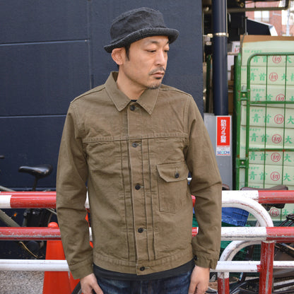 ONI DENIM "01507L-HOX" Type 1 Jacket 13oz Sultur dye Heavy Oxford "BrownKhaki / OliveBrown"