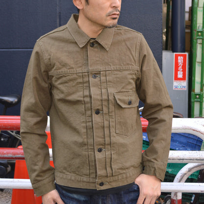 ONI DENIM "01507L-HOX" Type 1 Jacket 13oz Sultur dye Heavy Oxford "BrownKhaki / OliveBrown"