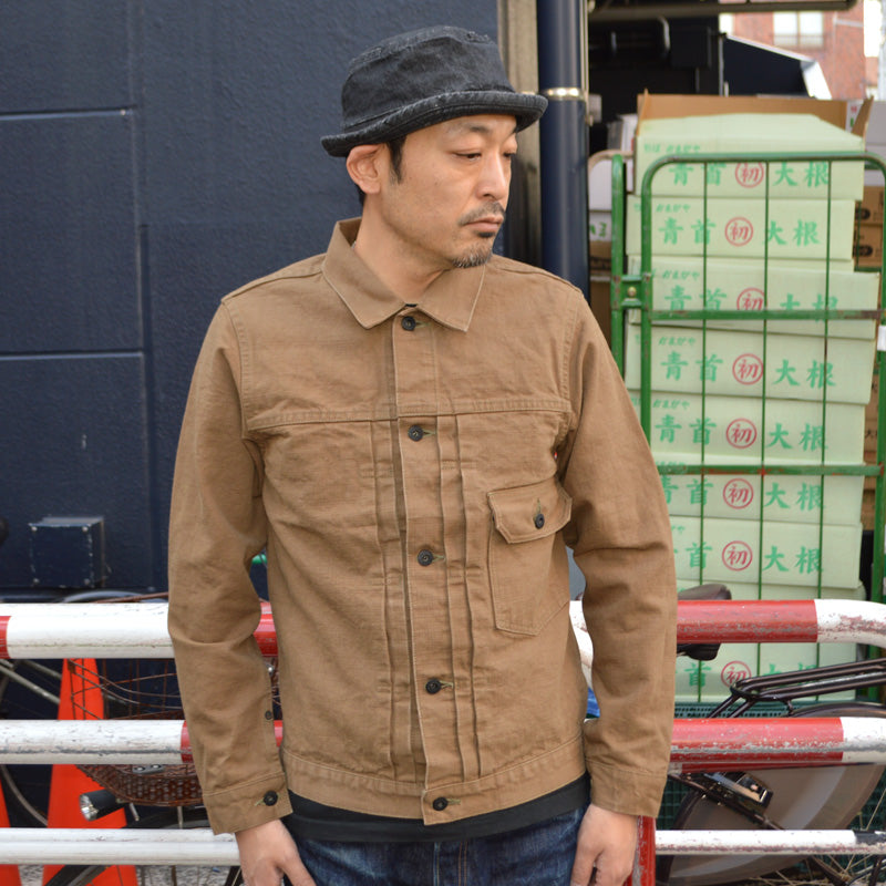 ONI DENIM "01507L-HOX" Type 1 Jacket 13oz Sultur dye Heavy Oxford "BrownKhaki / OliveBrown"