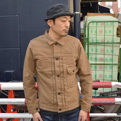 ONI DENIM "01507L-HOX" Type 1 Jacket 13oz Sultur dye Heavy Oxford "BrownKhaki / OliveBrown"
