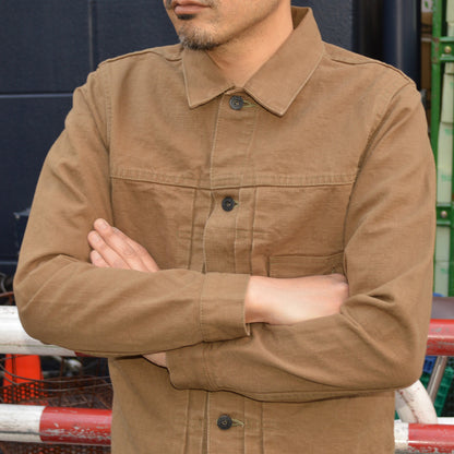 ONI DENIM "01507L-HOX" Type 1 Jacket 13oz Sultur dye Heavy Oxford "BrownKhaki / OliveBrown"
